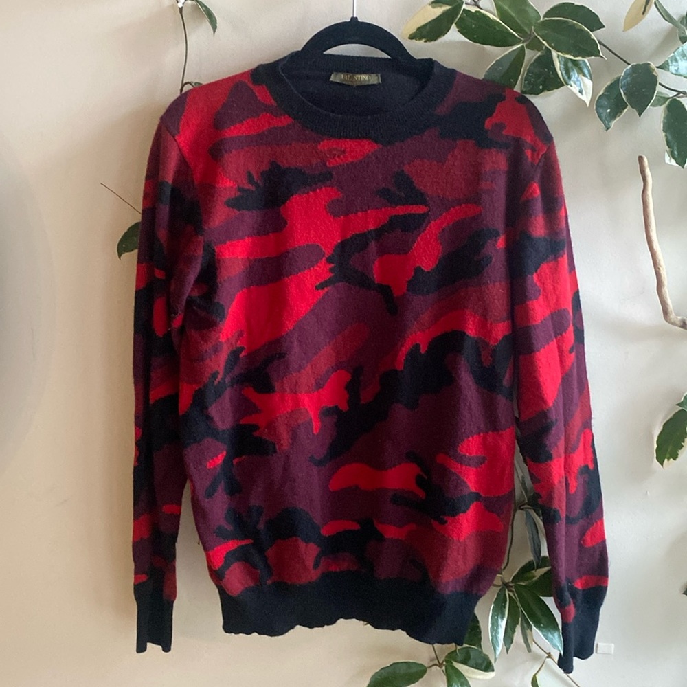 Valentino Red Camo Cashmere Sweater
